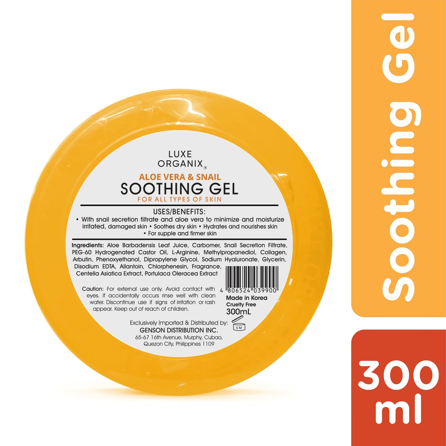 LUXE ORGANIX Aloe Vera & Snail Soothing Gel 95% 300ml