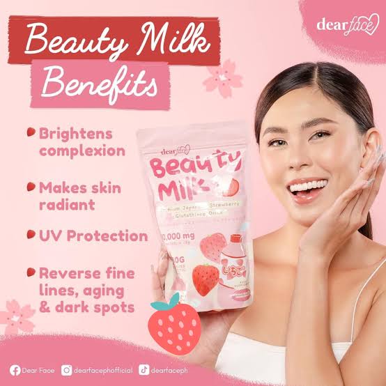 Dear Face Beauty Milk Ichigo Premium Japanese Strawberry Glutathione Drink