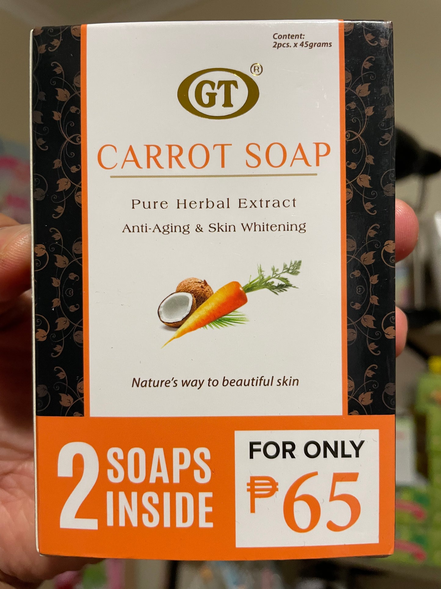 GT Carrot Soap Pure Herbal Extract  2 pcs. x 45g
